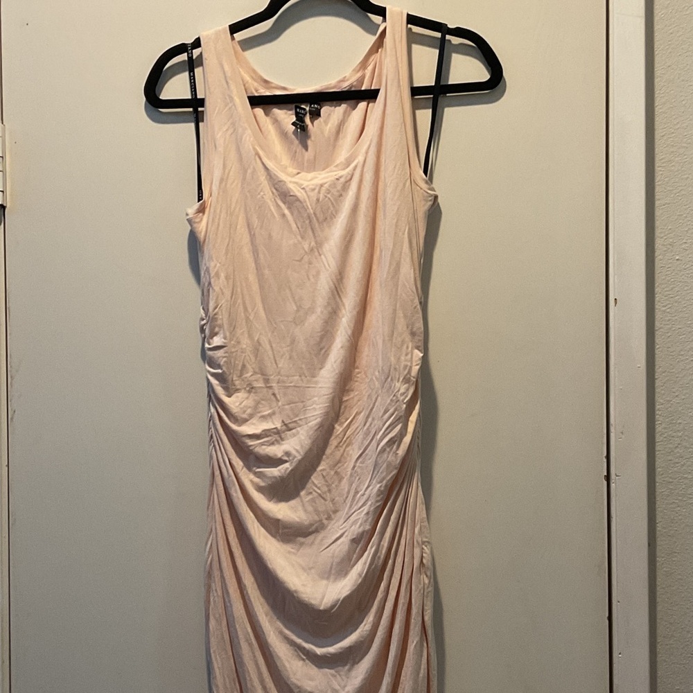 Marciano Cream Sleeveless Ruched Midi Dress